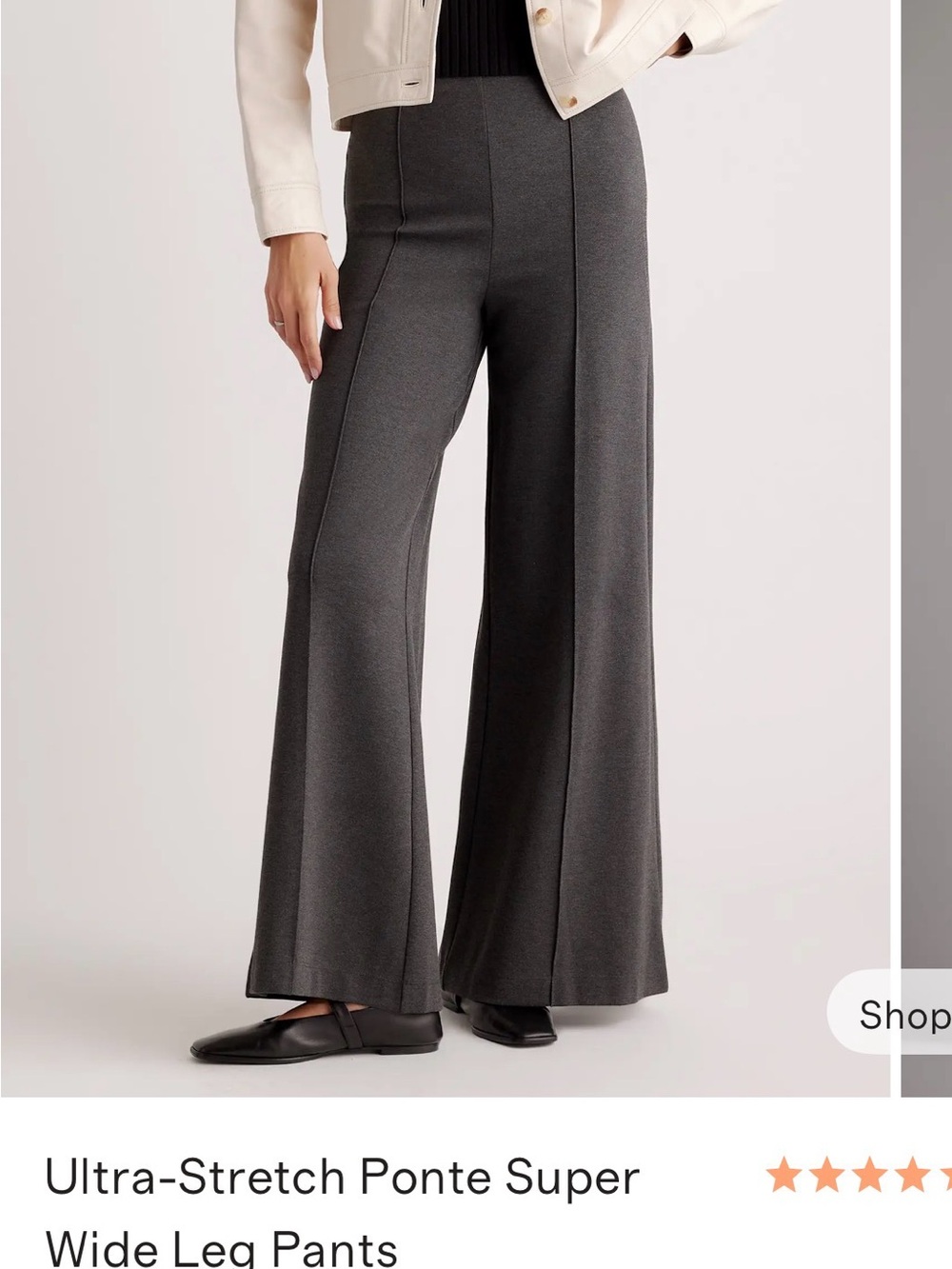 Quince Charcoal Gray Ultra-Stretch Ponte Super Wide Leg Pants